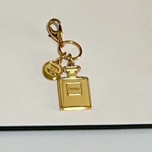 AUTHENTIC CHANEL Perfume Bottle Bag Charm, Camellia Flower & Gift Bag